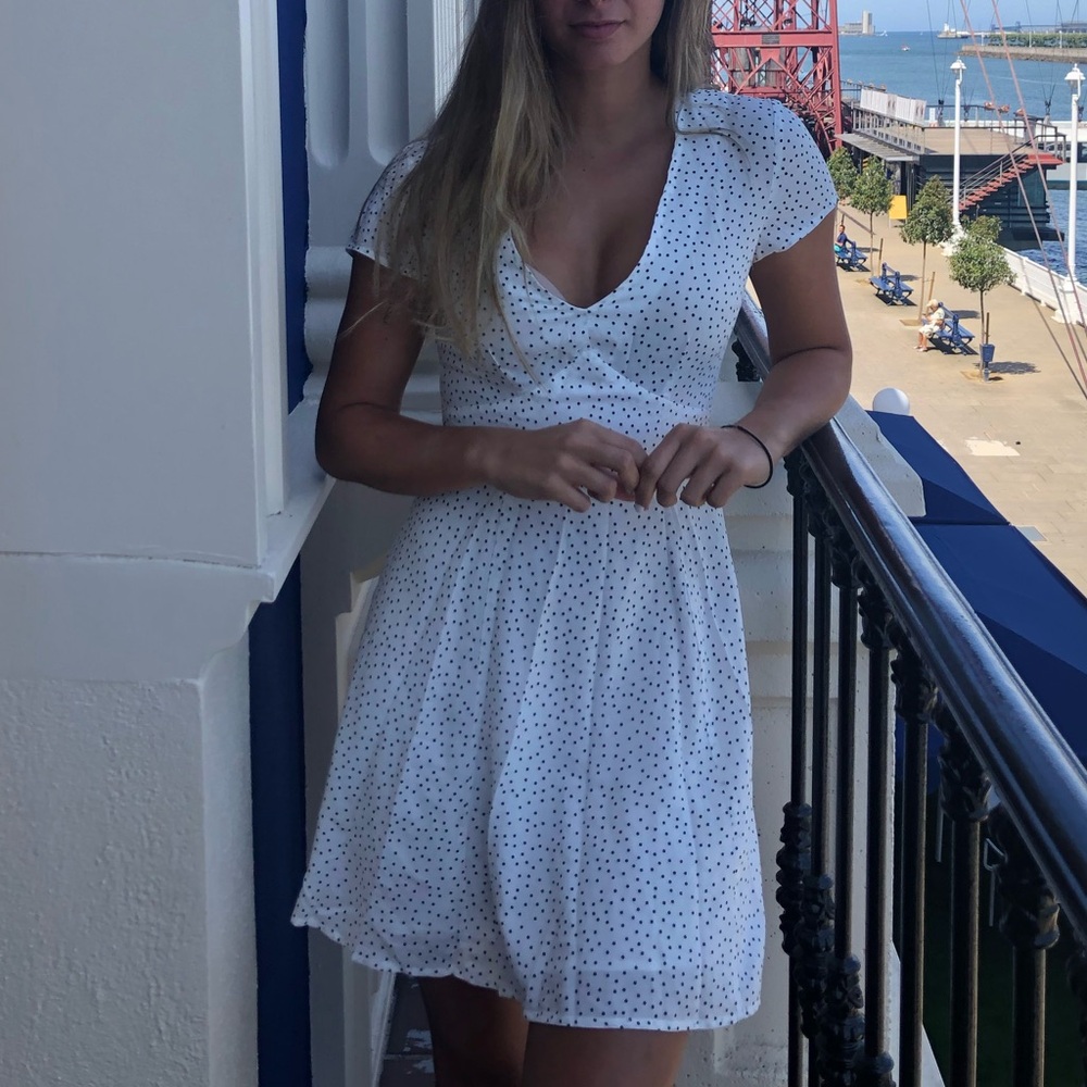 Dynamite White Polka Dot Dress